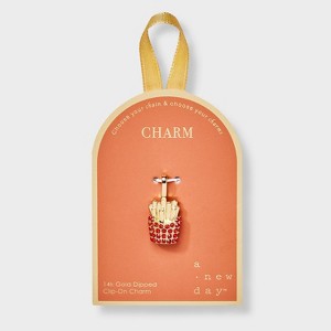 14K Gold Dipped Cubic Zirconia French Fry Charm - A New Day™ Gold/Yellow - 1 of 2