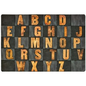 Rustic Wood Gray Literacy Seating Rectangle Rug for Classroom and Home Study Spaces, 6'X9' - 1 of 4