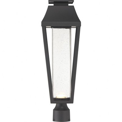 Brookline Matte Black LED Outdoor Post Lantern with Clear Seeded Glass