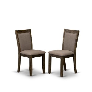 East West Furniture, Modern Dining Chairs - Coffee Linen Fabric Seat and High Chair Back (Set of 2) - 1 of 4