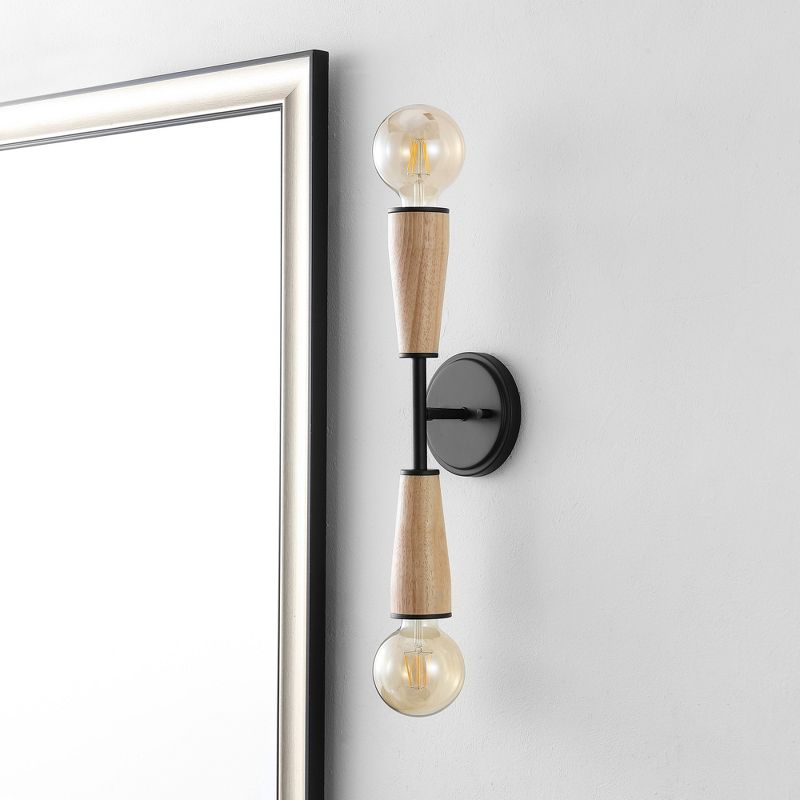 5.13&#34; 2-Light Katia Modern Iron/Wood Double Sided Hourglass LED Sconce Light Brown/Black - JONATHAN Y, 4 of 11