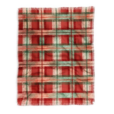 50"x60" Pimlada Phuapradit Christmas Tartan Woven Throw Blanket Red - Deny Designs