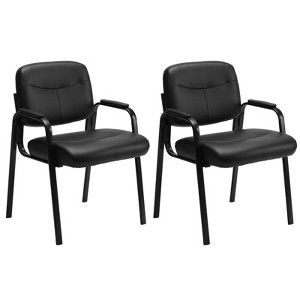 DOMETOUR Black Guest Reception Desk Chairs Without Wheels for Waiting Room, Restaurant, Library, Barber Store - 1 of 4