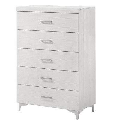 Kumasinova 5 Drawer Dresser,Chic Bedroom Storage Cabinet,Wooden White Finish Chests of Drawers,Entryway,1 Piece