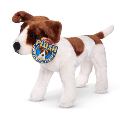 Giant White and Brown Plush Jack Russell Terrier Stuffed Animal