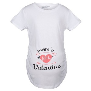 Maternity Moms Little Valentines Day Cute Announcement Baby Pregnancy T Shirt - Crazy Dog Maternity T Shirt - 1 of 4