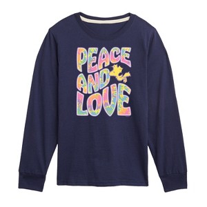 Boys' - Peanuts - Peace & Love Woodstock Long Sleeve Graphic T-Shirt - 1 of 4