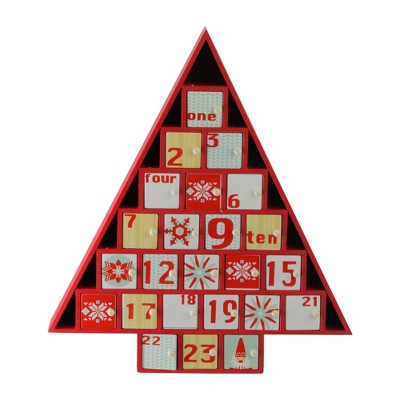 Northlight 14.5" Red and White Christmas Tree Advent Calendar Decor