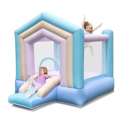 Safstar Kids Bounce House with Slide Basketball Rim Inflatable Basketball Without Blower