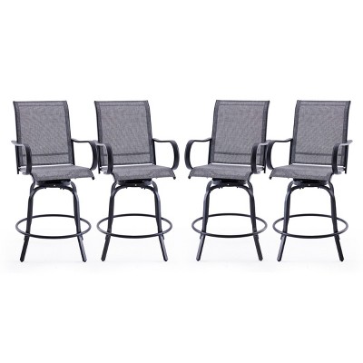 Syemin Patio Seating Sets, wivel Bar Stools Set of 4, Ergonomic Design, All Weather Use for Patio, Balcony and Poolside, Gray, 25.2"*25.2"*48.6"
