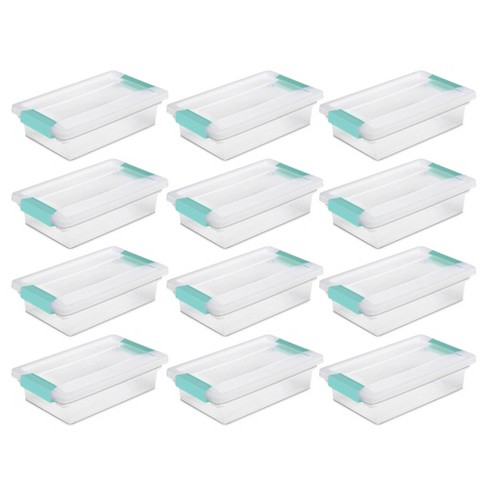 Sterilite Small Clip Box, Stackable Storage Bin with Latching Lid, Plastic  Container to Organize Office, Crafts, Home, Clear Base and Lid, 12-Pack