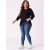 Agnes Orinda Women's Plus Size Comfy Knit 3/4 Sleeve V Neck Stripe Boho Casual Blouse - 3 of 4