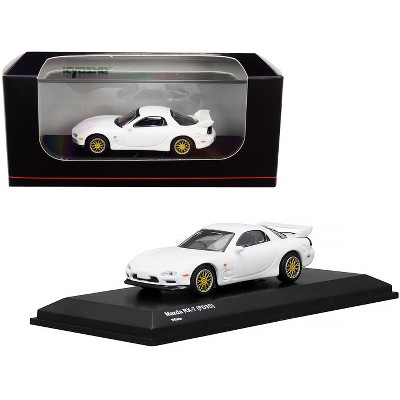 Mazda RX-7 (FD3S) RHD (Right Hand Drive) White with Gold Wheels 1/64 Diecast Model Car by Kyosho