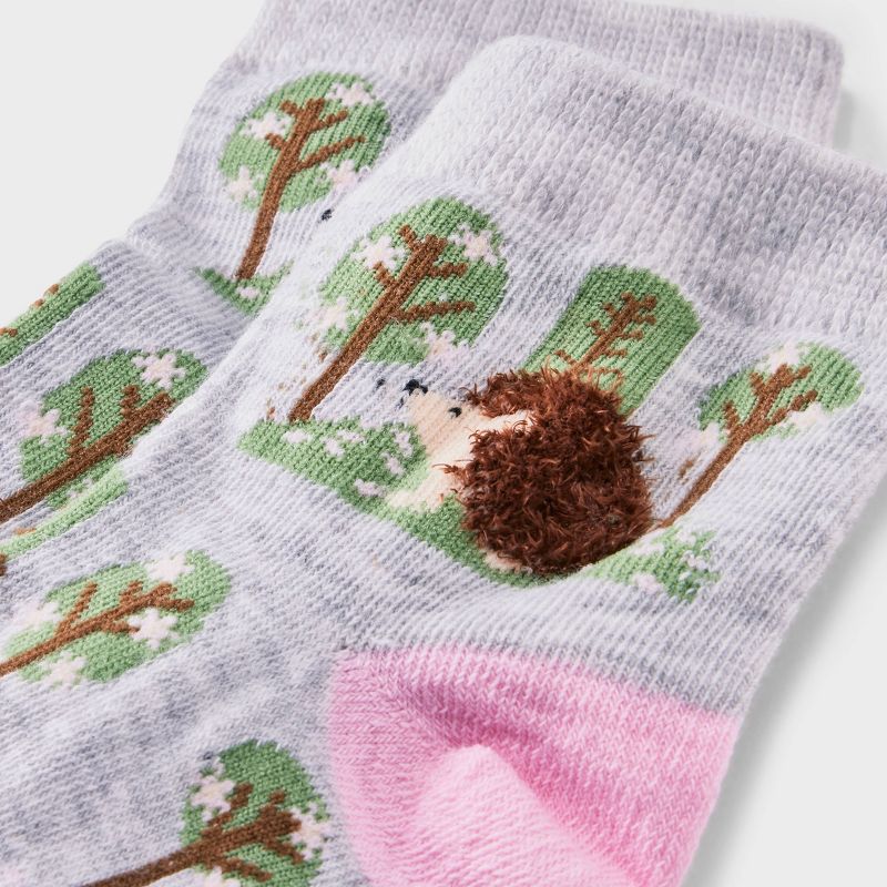 Women&#39;s Hedgehog Ankle Socks - Xhilaration&#8482; Light Heather Gray/Pink 4-10, 3 of 4