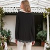 Anna-Kaci Women's Tunic Tops Long Sleeve Lace Trim U-Neck Blouse Solid Color Shirts - 4 of 4