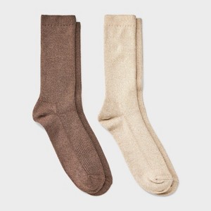 Men's 2pk Casual Crew Socks - Goodfellow & Co™ Tan 6-12 - 1 of 3