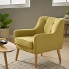 Modern Fabric Upholstered Accent Arm Chair,Wooden Tufted Comfy Reading Bedroom Armchair,Living Room Lounge Chair with Extra Cushion-Coolbibila - 2 of 4