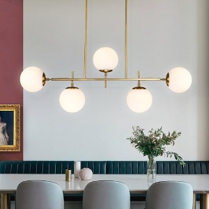 LLHZSY Modern Transitional 5-Light Chandelier Frosted Glass for Dining Room - Gold/Black&Gold - 1 of 4