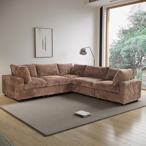 Cloud Modular Sectional Sofa,118" Oversized V Shaped Couch,5 Seater Plush Sofas for Living Room,Covers Washable&Replaceable,Brown - 1 of 4