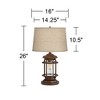 Franklin Iron Works Andreas Industrial Table Lamp 26" High Brown Metal with Nightlight LED and USB Charging Port Oatmeal Shade for Living Room Desk - 4 of 4
