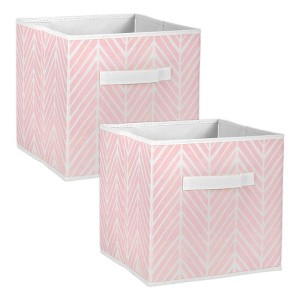 Nonwoven Polyester Cube Herringbone Mauve Square 11x11x11 Set/2 - 1 of 4