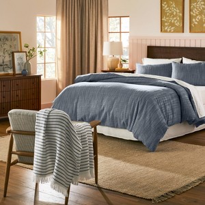 3pc Washed Loop Stripe Duvet Cover Bedding Set - Hearth & Hand™ with Magnolia - 1 of 4