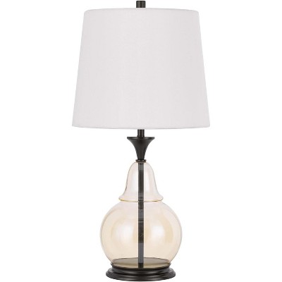 Cal Lighting 150W 3 way Kittery glass table lamp with hardback fabric shade
