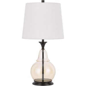 Cal Lighting 150W 3 way Kittery glass table lamp with hardback fabric shade - 1 of 3