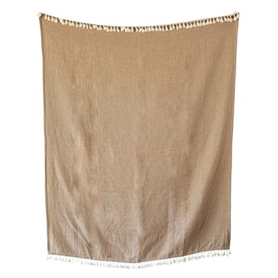 Hand Woven Reversible Throw Blanket Brown Cotton by Foreside Home & Garden