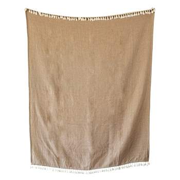 Hand Woven Reversible Throw Blanket Brown Cotton by Foreside Home & Garden