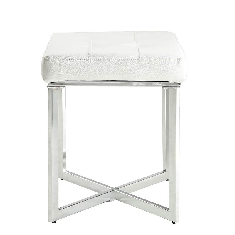 Julia Vanity Bench White/Chrome - Carolina Chair & Table, 3 of 6