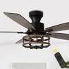 Bella Depot 52" Black Industrial Flush Mount Ceiling Fan with Light and Remote 6-speed DC Motor Reversible Blades - 4 of 4