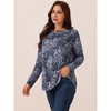 Seta T Women's Loose Fit Long Sleeve Casual Floral Printed Henley V Neck Tunic Tops - 2 of 4