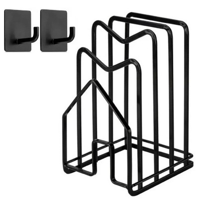 LunaLulinlk Cutting Board Rack w 2 Adhesive Hanging Hooks Chopping Board Organizer Stand Holder Kitchen Countertop