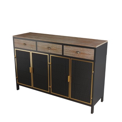 GlasFlength Kitchen Storage Accent Kitchen Cabinet Storage Cabinet Morden Sideboard Cabinet 4 Doors for Dining Room, Gray, 47.64"*14.17"*31.89"