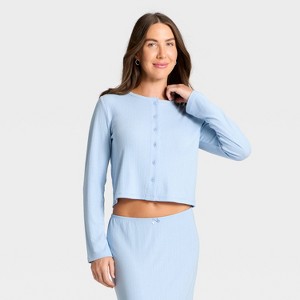 Women's Variegated Ribbed Pajama Cardigan - Auden™ - 1 of 3