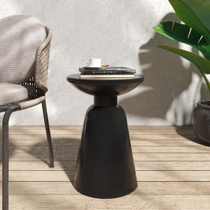 GDFStudio Soto Modern Outdoor Pedestal Iron Side Table - 1 of 4