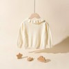 MyKids-Usa Baby Girl Solid Color Hollow Carved Design Cherry Patched Cardigan - 2 of 4