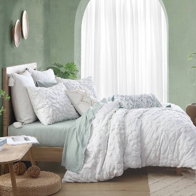 King Size Sage Green Cotton Chenille Duvet Set