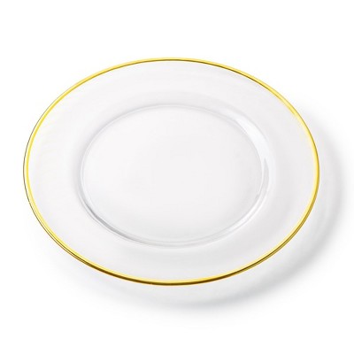 Classic Touch Set of 4 Clear Chargers With Gold Rim