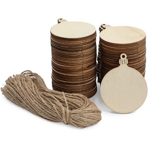 Bright Creations 80 Pack Unfinished Wood Circle Christmas Tree Ornaments for Crafts & Christmas Decorations Holiday Decor - 1 of 4