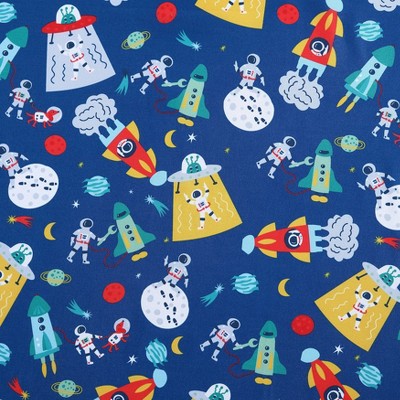 Blue Space Print Kids Twin Microfiber Sheet Set
