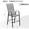 VINGLI Set of 4 Stackable Outdoor Bar Stools – Sling Chairs with High Back & Armrests, for Lawn, Garden, Bar, Grey - 3 of 4