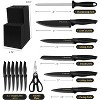 Aoibox 14-Piece Kitchen Knife Set with Sharpener, High Carbon German Stainless Steel Cutlery, Dishwasher Safe, Black - 2 of 4