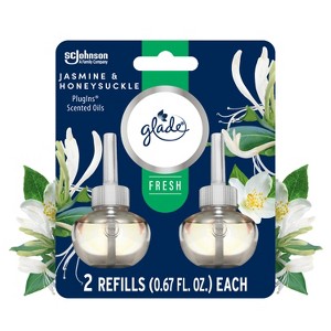 Glade PlugIns Scented Oil Air Freshener Refills - Jasmine & Honeysuckle - 1.34 fl oz/2pk - 1 of 4