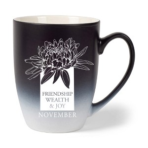 Elanze Designs Friendship Wealth And Joy Two Toned Ombre Matte Black and White 12 ounce Ceramic Stoneware Coffee Cup Mug - 1 of 4