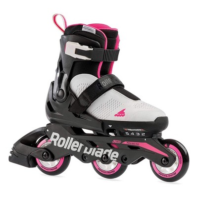 Rollerblade Microblade 3WD Inline Adjustable Lace Free Roller Skates for Kids, Gray and Candy Pink