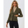 INSPIRE CHIC Women's Notched Collar Button Ruched Long Sleeve Faux Suede Blazer - 2 of 4