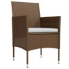 vidaXL 3 Piece Patio Dining Set with Cushions Brown and Black - 3 of 4