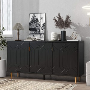 ORRD 70" Modern TV Stand - 3-Door Media Console with Adjustable Shelves for Living Room（Black） - 1 of 4